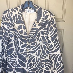 Lourdes Chavez jacket with white leather details